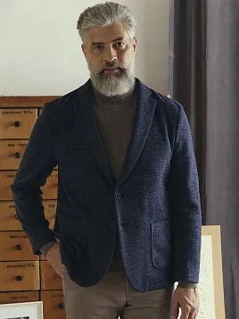 ШЕРСТЯНОЙ ПИДЖАК ИЗ ТРИКОТАЖНОГО ПОЛОТНА JA26105-R СИНИЙ ШЕРСТЯНОЙ ПИДЖАК ИЗ ТРИКОТАЖНОГО ПОЛОТНА JA26105-R СИНИЙ