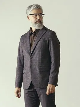 КОРИЧНЕВЫЙ ПИДЖАК ИЗ ЭЛАСТИЧНОЙ ТКАНИ JA26102-R  КОРИЧНЕВЫЙ ПИДЖАК ИЗ ЭЛАСТИЧНОЙ ТКАНИ JA26102-R